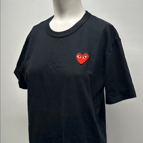 Comme des Garcons Play T-Shirt Tee Shirt Short Sleeve Cotton Solid Black Large - Picture 4 of 10